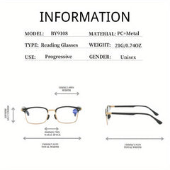 Metal Full Rim Light Blocking Presbyopia Reading Glasses