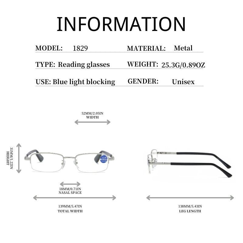 Metal Frame Light Blocking Reading Glasses