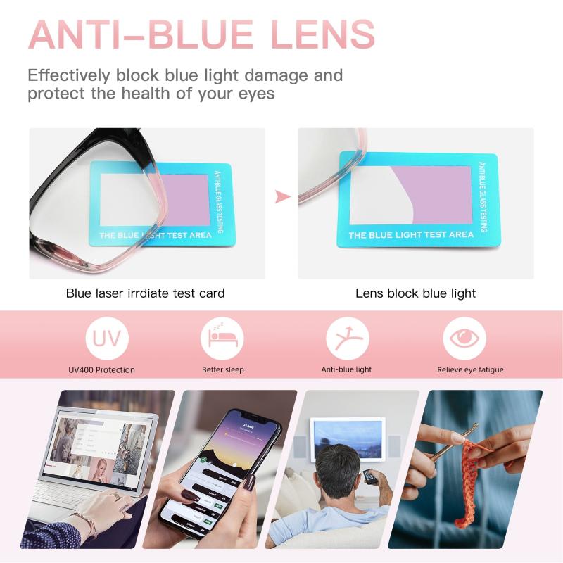 4Pack Light Blocking Glasses Women's Butterfly Frame Computer Readers