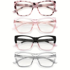 4Pack Light Blocking Glasses Women's Butterfly Frame Computer Readers