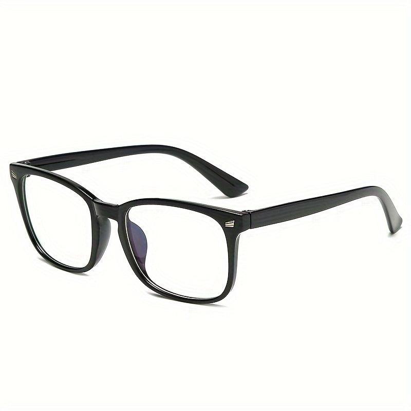 Clear Lens Glasses Square Frame Metal Decor Anti Light Glasses