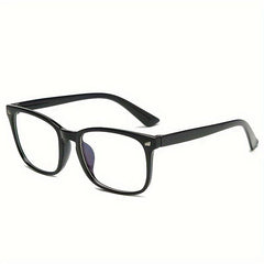 Clear Lens Glasses Square Frame Metal Decor Anti Light Glasses