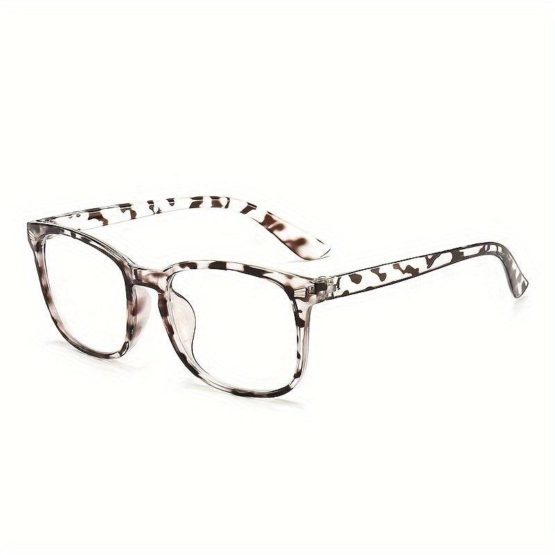 Clear Lens Glasses Square Frame Metal Decor Anti Light Glasses