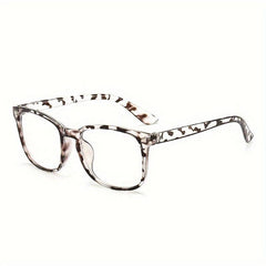 Clear Lens Glasses Square Frame Metal Decor Anti Light Glasses