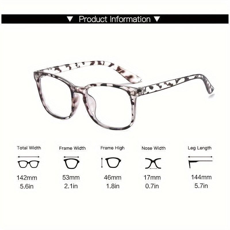 Clear Lens Glasses Square Frame Metal Decor Anti Light Glasses