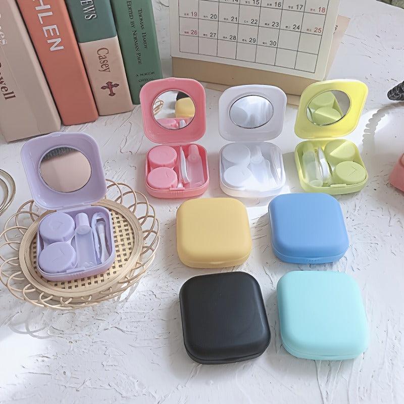 Colorful Lens Case Kit 2Pcs Brighten Look Mirror Durable & Portable