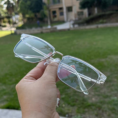 Retro Men's Transparent Eyebrow Blocking Glasses - Funky Style