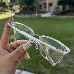 Retro Men's Transparent Eyebrow Blocking Glasses - Funky Style