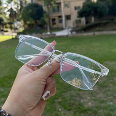 Retro Men's Transparent Eyebrow Blocking Glasses - Funky Style