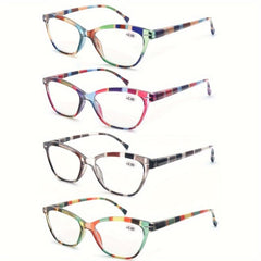 4pk Women's Cat's Eye Reading Glasses with Rivet Detailing