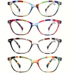 4pk Women's Cat's Eye Reading Glasses with Rivet Detailing