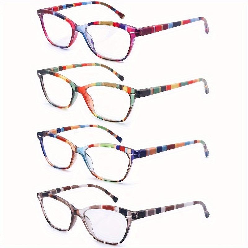 4pk Women's Cat's Eye Reading Glasses with Rivet Detailing