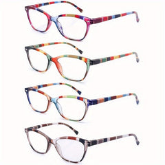 4pk Women's Cat's Eye Reading Glasses with Rivet Detailing