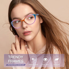 Women's Cat Eye Reading Glasses Spring Hinge Light Blocking