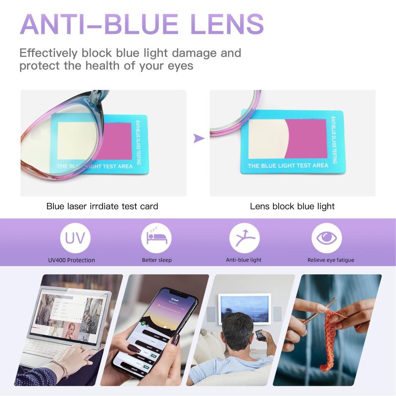 Women's Cat Eye Reading Glasses Spring Hinge Light Blocking