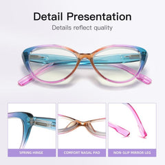 Women's Cat Eye Reading Glasses Spring Hinge Light Blocking