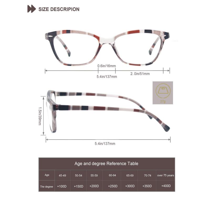 Women Reading Glasses Colorful Readers Cat Eye Lightweight Flexible Spring Hinge