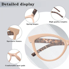 Cat Eye Reading Glasses Crystal Lens Spring Hinges Pattern for Women