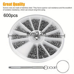 Glasses Repair Kit 12 Screws Nuts M1 M1.2 M1.4 M1.6 for Watches Glasses