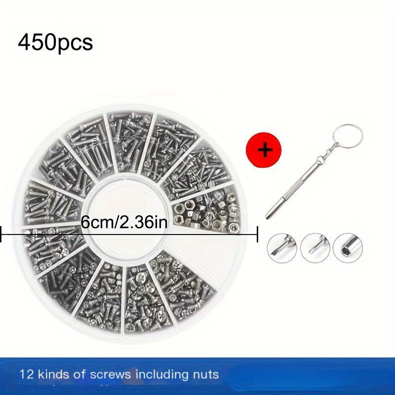 Glasses Repair Kit 12 Screws Nuts M1 M1.2 M1.4 M1.6 for Watches Glasses