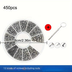 Glasses Repair Kit 12 Screws Nuts M1 M1.2 M1.4 M1.6 for Watches Glasses