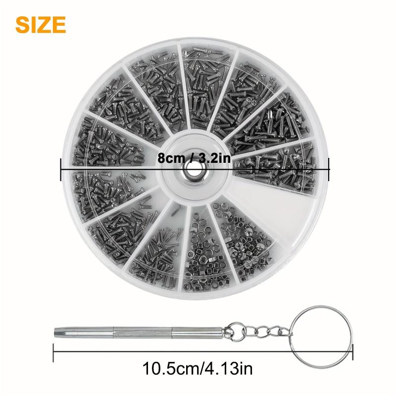 Glasses Repair Kit 12 Screws Nuts M1 M1.2 M1.4 M1.6 for Watches Glasses