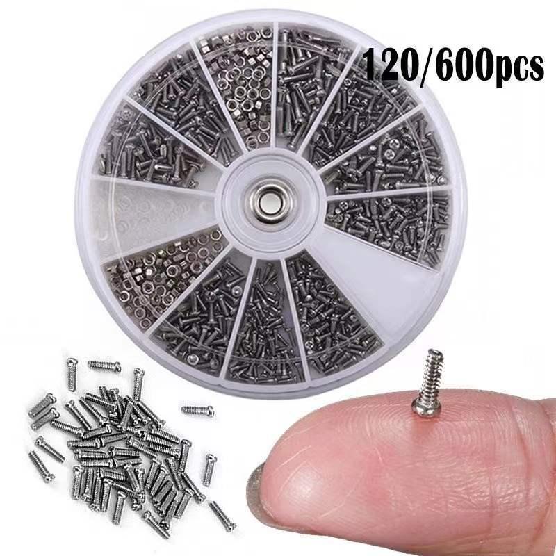 Glasses Repair Kit 12 Screws Nuts M1 M1.2 M1.4 M1.6 for Watches Glasses