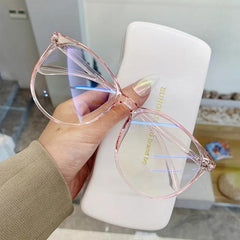 Transparent Computer Glasses Frame Anti Light Round Eyewear