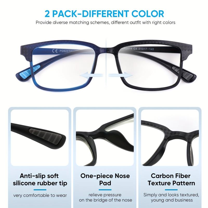 2pcs Full Frame Reading Glasses Lightweight TR90 Anti-slip Temples