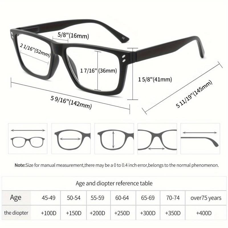 4Pack Light Blocking Reading Glasses Large Frames Spring Hinges