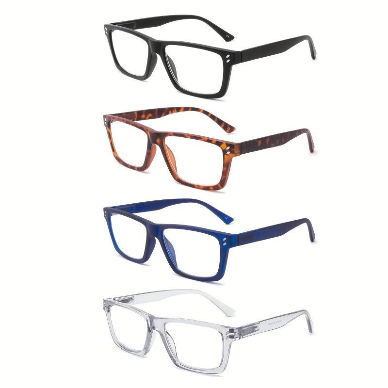 4Pack Light Blocking Reading Glasses Large Frames Spring Hinges