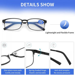 3Pack Metal Reading Glasses For Men Holiday Gift