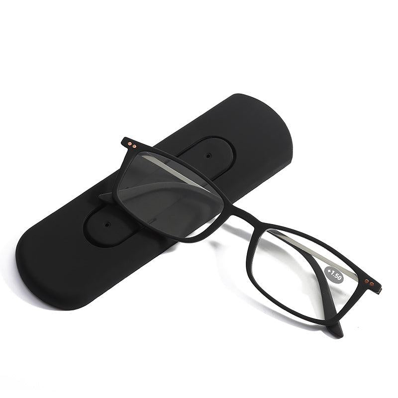 Metal Frame Portable Corrective Reading Glasses with Case