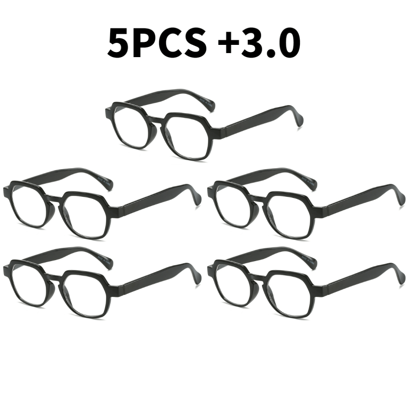 5pcs Spring Hinge Square Frame Reading Glasses For Men And Women