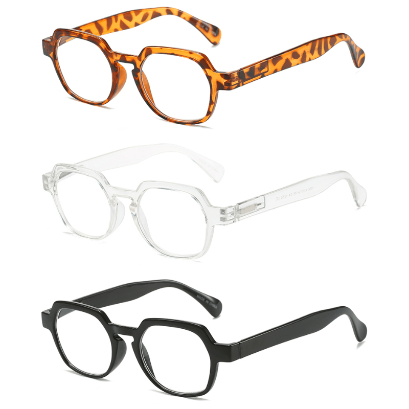 5pcs Spring Hinge Square Frame Reading Glasses For Men And Women