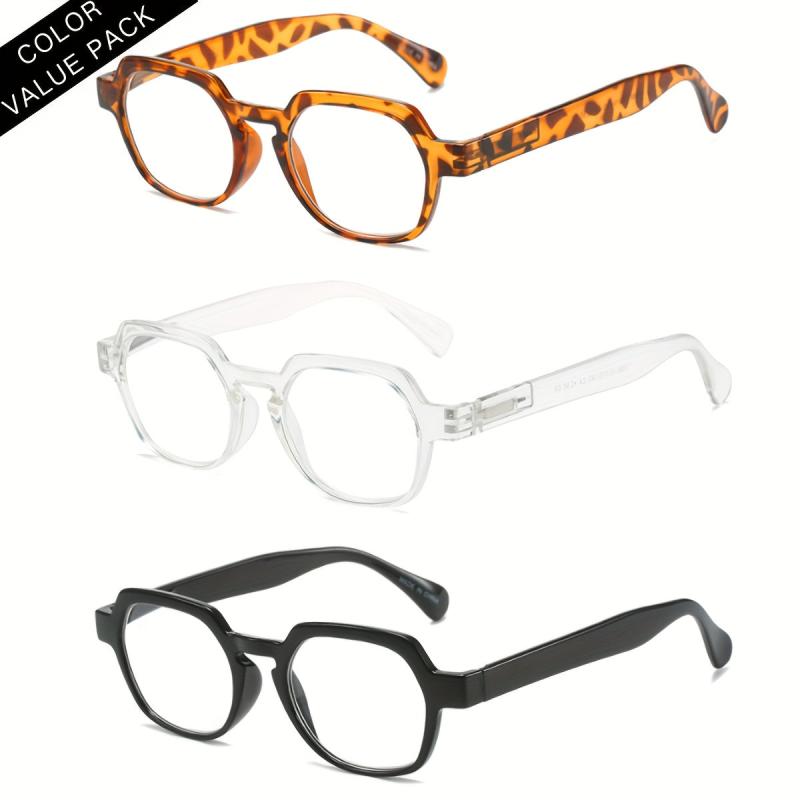 5pcs Spring Hinge Square Frame Reading Glasses For Men And Women