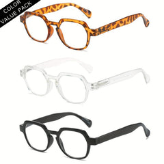 5pcs Spring Hinge Square Frame Reading Glasses For Men And Women