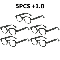 5pcs Spring Hinge Square Frame Reading Glasses For Men And Women