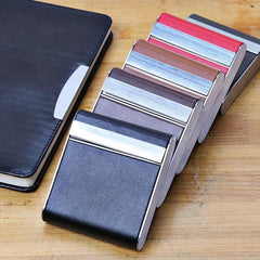 Leather & Metal Pocket Cigarette Box Holds 20 Cigarettes