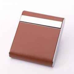 Leather & Metal Pocket Cigarette Box Holds 20 Cigarettes