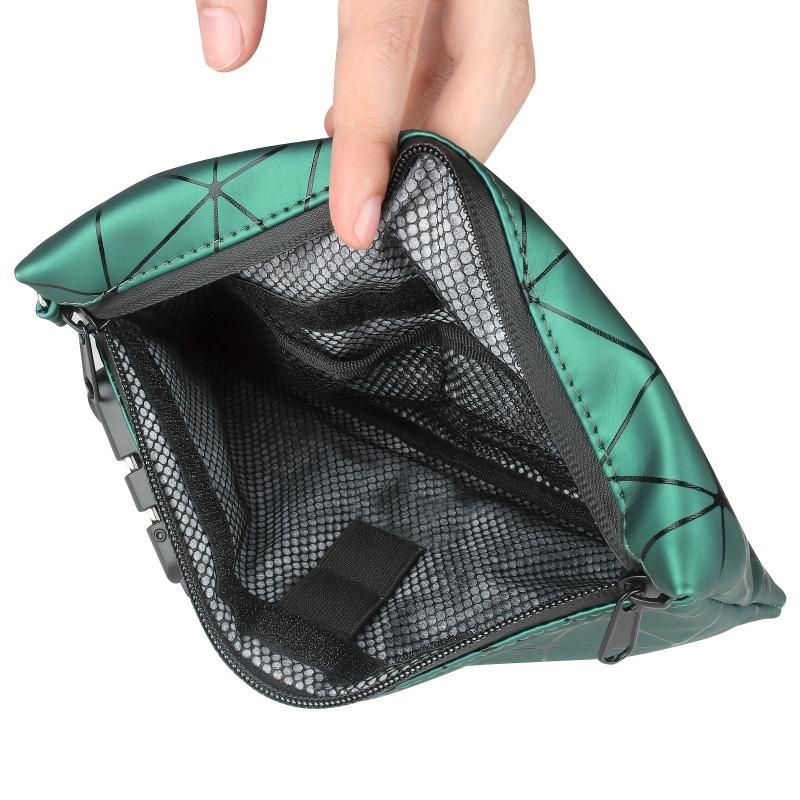 PU Leather Smell Proof Bag Storage Pouch with Combination Lock Container Case