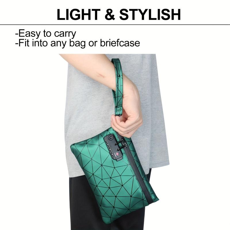 PU Leather Smell Proof Bag Storage Pouch with Combination Lock Container Case