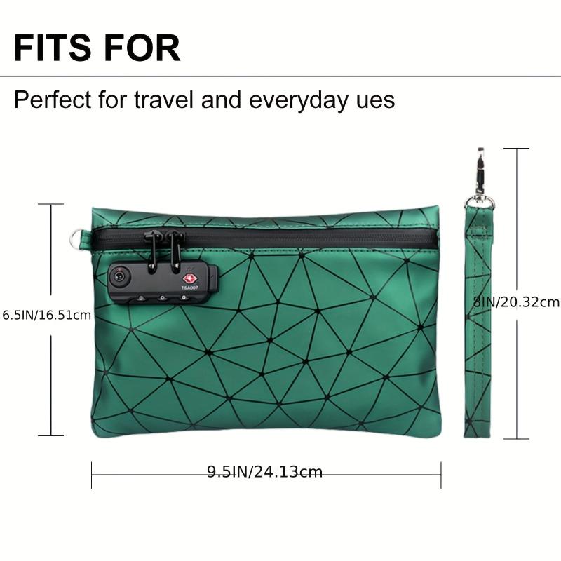 PU Leather Smell Proof Bag Storage Pouch with Combination Lock Container Case