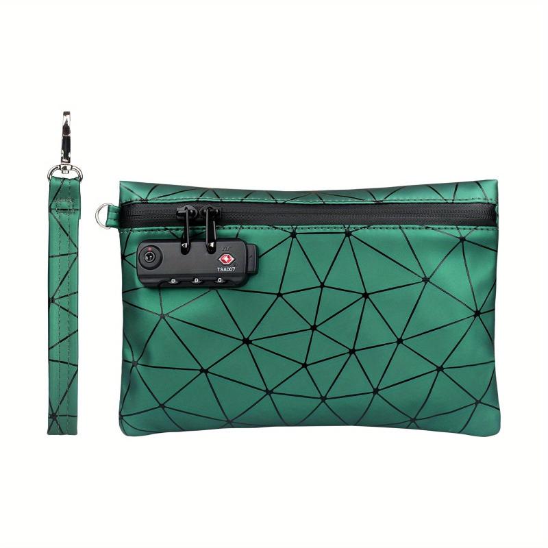PU Leather Smell Proof Bag Storage Pouch with Combination Lock Container Case