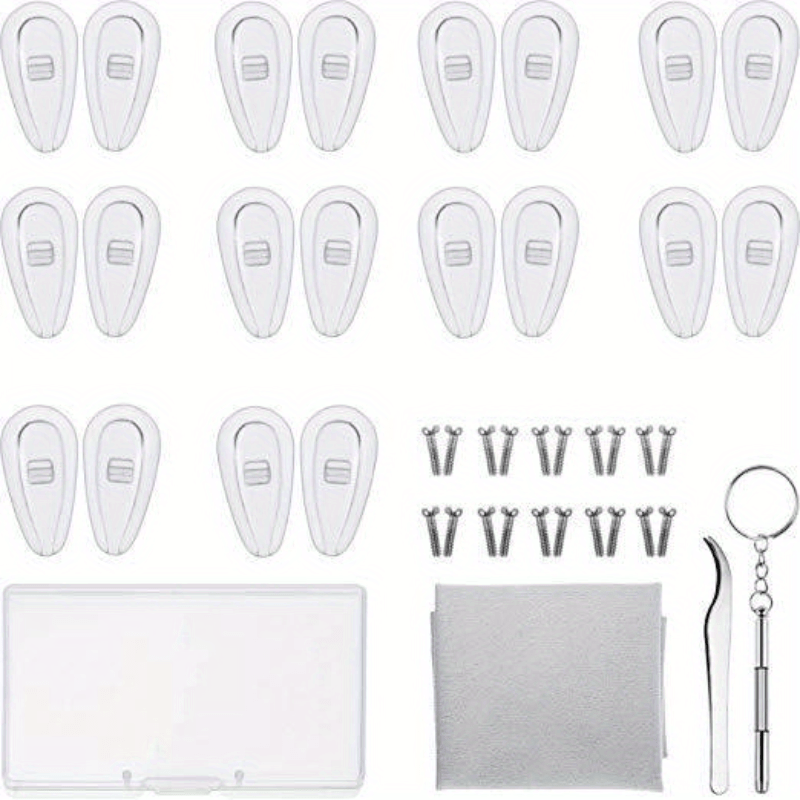 5 Pairs 15mm Silicone Glasses Nose Pads Repair Kit with Screws & Screwdriver