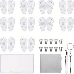 5 Pairs 15mm Silicone Glasses Nose Pads Repair Kit with Screws & Screwdriver