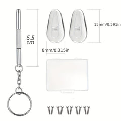5 Pairs 15mm Silicone Glasses Nose Pads Repair Kit with Screws & Screwdriver