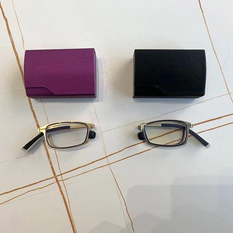 Unisex Light Blocking Eyeglasses Metal Frame & Case Reading Glasses