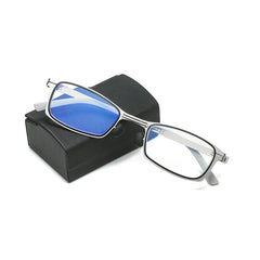 Unisex Light Blocking Eyeglasses Metal Frame & Case Reading Glasses