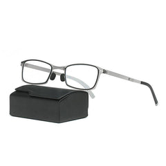 Unisex Light Blocking Eyeglasses Metal Frame & Case Reading Glasses